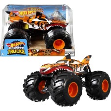 Hot Wheels Monster Truck 1:24 Scale Vehicles, Die-Cast Metal Toy Trucks Tiger Shark
