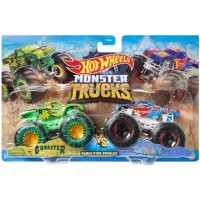 Hot Wheels Monster Trucks Gunkster vs Race Ace Demolition Doubles 1:64 Die-Cast 2-pack