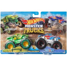 Hot Wheels Monster Trucks Gunkster vs Race Ace Demolition Doubles 1:64 Die-Cast 2-pack