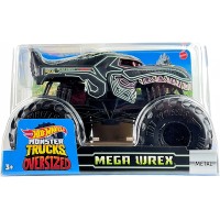 Hot Wheels Monster Trucks Oversized 1:24 Scale Diecast Neon Mega Wrex, Multicolor