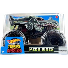 Hot Wheels Monster Trucks Oversized 1:24 Scale Diecast Neon Mega Wrex, Multicolor