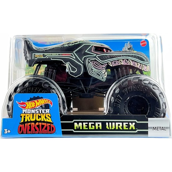  Monster Trucks Oversized 1:24 Scale Diecast Neon Mega Wrex, Multicolor