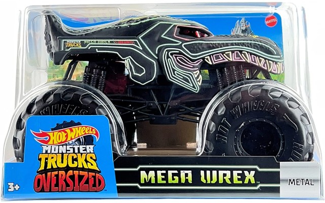  Monster Trucks Oversized 1:24 Scale Diecast Neon Mega Wrex, Multicolor