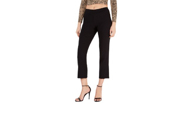  Crochet-Hem Loafer Skimmer Leggings (Black), Black, Medium