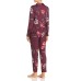  Floral Print Satin Pajama Set (Purple/Pink, XS)