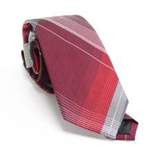 Kenneth Cole Reaction Mens Open Ground Plaid Silk Blend Skinny Neck Tie, Red O/S