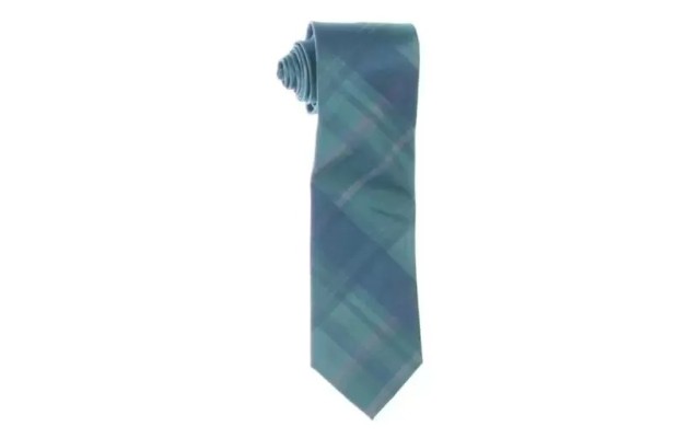  Mens Silk Plaid Neck Tie, Blue