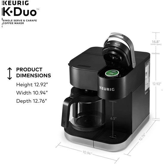  12 Cup K-Duo Single Serve and Carafe Coffee Maker, Black