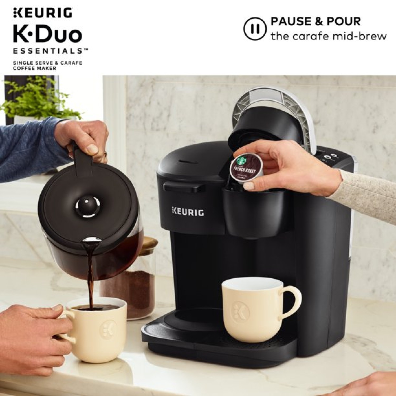 Keurig K Duo Essentials Single Serve Carafe Coffee Maker K Cup Pod