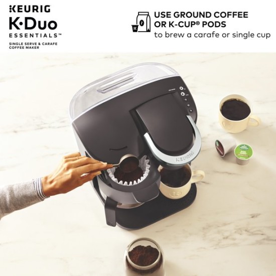  K-Duo Essentials Single Serve & Carafe Coffee Maker, K-Cup Pod & 12 Cup Brewer, Black