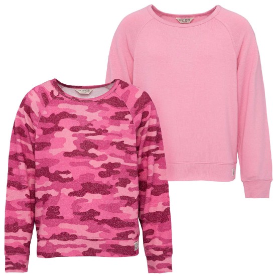  Youth Long Sleeve Tee, 2-Pack, Pink, Large