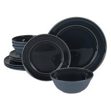 Martha Stewart Stoneware 12-piece Service for 4 Dinnerware Set, Blue