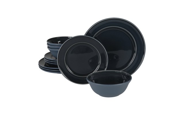  Stoneware 12-piece Service for 4 Dinnerware Set, Blue