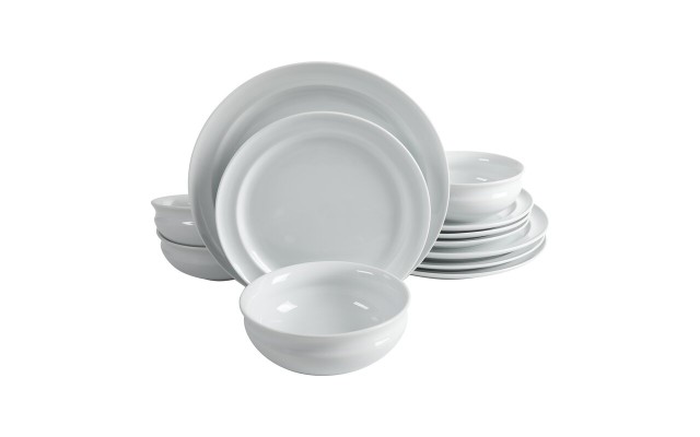  Stoneware 12-piece Service for 4 Dinnerware Set, White