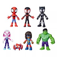 Marvel 7-Pack Spidey and His Amazing Friends Heroes, Spidey, Miles Morales: Spider-Man, Ghost-Spider, Hulk, Black Panther, Ms. Marvel and Trace-E