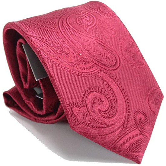  Men’s Alonso Large Paisley Neck Tie Silk Accessory Red