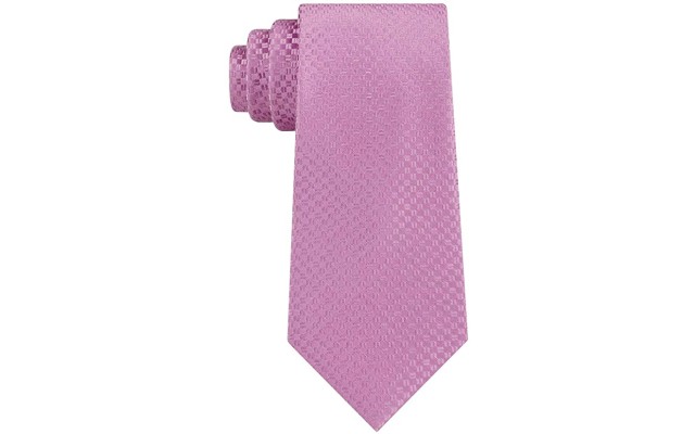  Mens Silk Check Print Neck Tie, Pink O/S