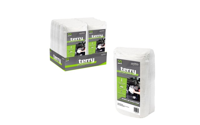  Cotton Terry Towels, Bulk White Terry Towel Rags as Multipurpose Cleaning Solutions, 55 pk.