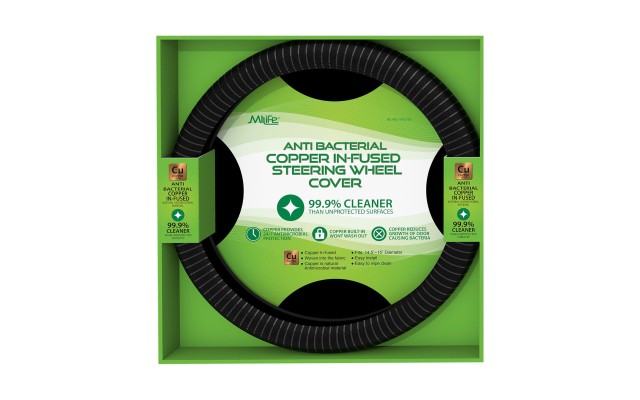  Health Antimicrobial Copper Infused Easy to Wipe Clean Steering Wheel Cover, ML-ABC-SWC100