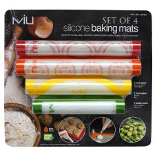 MIU Set of 4 Fiber Glass Silicone Baking Mats, Multicolor