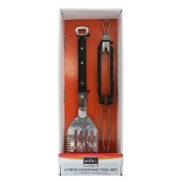 Mr. Bar-B-Q 2-Pc Stainless Steel. Kickstand Tool Set Heat-Resistant Rubber Handles