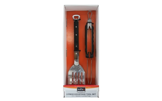  2-Pc Stainless Steel. Kickstand Tool Set Heat-Resistant Rubber Handles