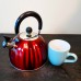  Twining 2.1 Quart Pumpkin Shaped Stainless Steel Whistling Tea Kettle, Red