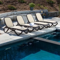Nardi 4-pack Omega Commercial Chaise Multi-position Stacking Lounge Chair, Brown