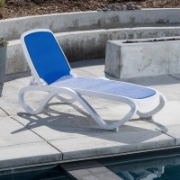 Nardi Omega Commercial Chaise Multi-position Stacking Lounge Set, 3-piece, Blue