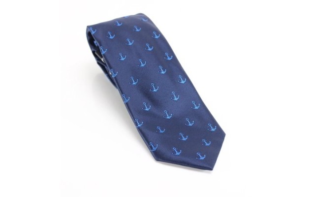  Men’s Base Anchor Neat Skinny Slim Neck Tie Silk, Navy