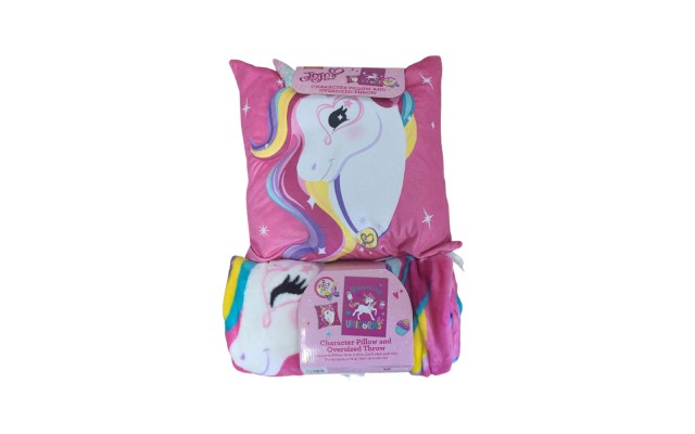  Dreaming Unicorns Character Pillow and Oversized Throw 2-Piece Set