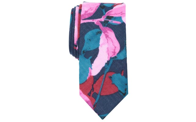  Men’s Palis Floral Skinny Tie (Navy)