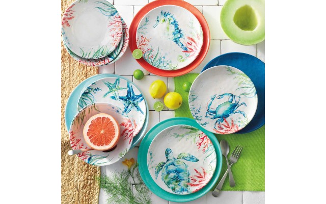  Sealife Melamine 12-pc Dinnerware Set, Multi