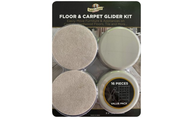 Parker & Bailey Value Pack of 16-Pieces. Reusable Floor and Carpet Glider Kit