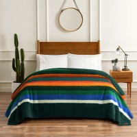 Pendleton Sherpa Ultra Soft and Cozy Fleece Blanket, Green, Queen