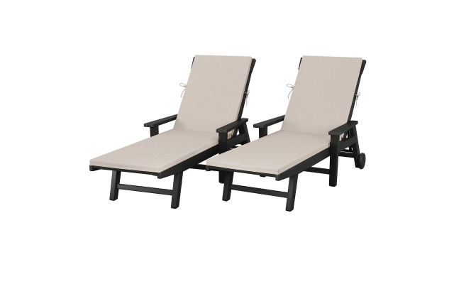  Prescott Contemporary Design Chaise Lounge 2-pack, Black
