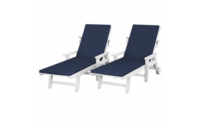  Prescott Contemporary Design Chaise Lounge 2-pack, White