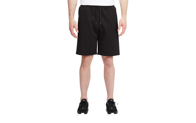  Men’s Knit Fleece Embossed Short, Black, Large