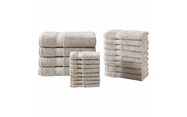  Home 100% Cotton Bath Towel Set, 20-piece, Beige