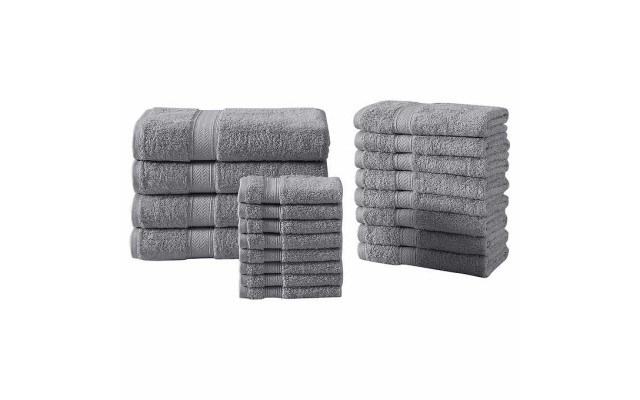  Home 100% Cotton Bath Towel Set, 20-piece, Dark Gray