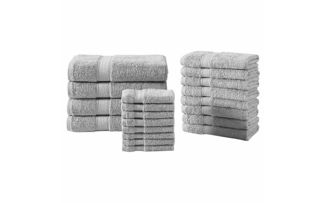  Home 100% Cotton Bath Towel Set, 20-piece, Light Gray