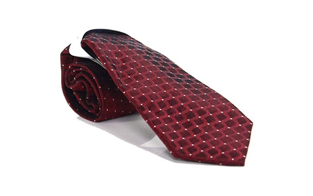  Men’s Neck Tie Silk Geometric Sovana Grid Red
