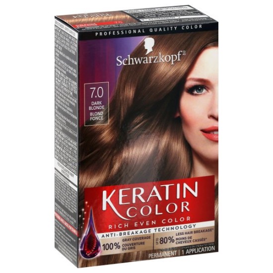  Keratin Color Permanent Hair Color Cream, 7.0 Dark Blonde