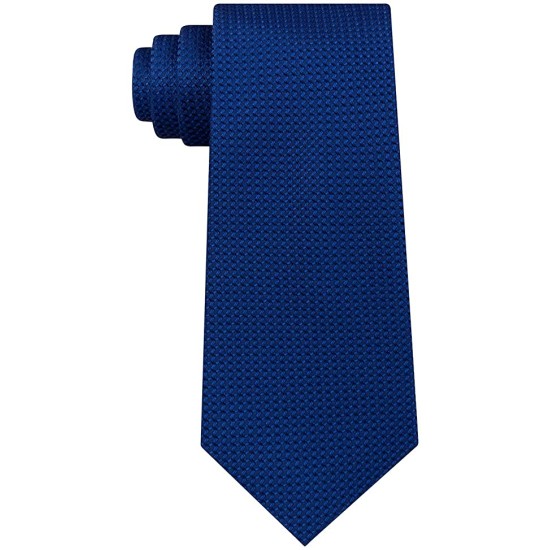  Men’s Checkered Plaid Solid Neck Tie Silk Accessory, Blue