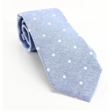 Sean John Men’s Heathered Texture Polka Dot Skinny Neck Tie Silk Blue