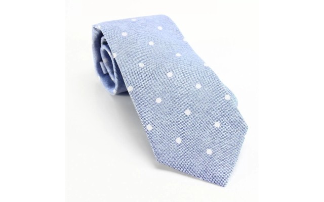  Men’s Heathered Texture Polka Dot Skinny Neck Tie Silk Blue