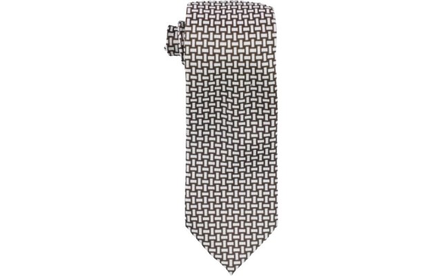  Mens Large Basketweave Self-Tied Necktie, Brown