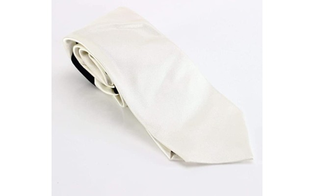  Men’s Light Velvet On Satin Classic Neck Tie Silk, White