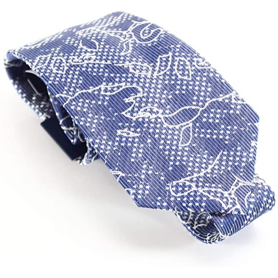  Men’s Navy Blue Geometric Shapes Classic Slim Neck Tie Silk