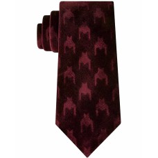 Sean John Men’s Velvet Houndstooth Textured Tie, Red, One Size